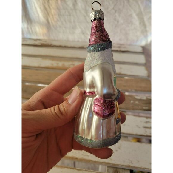 white glass Santa marionette puppeteer tree ornament Xmas - Picture 5 of 9